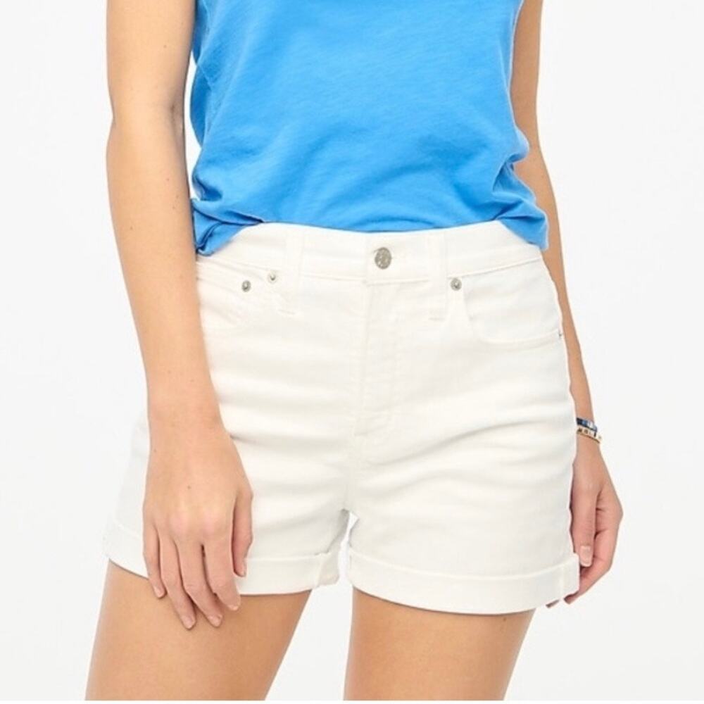 J Crew Factory Classic Raw Cuffed Denim Short Women's 28 White